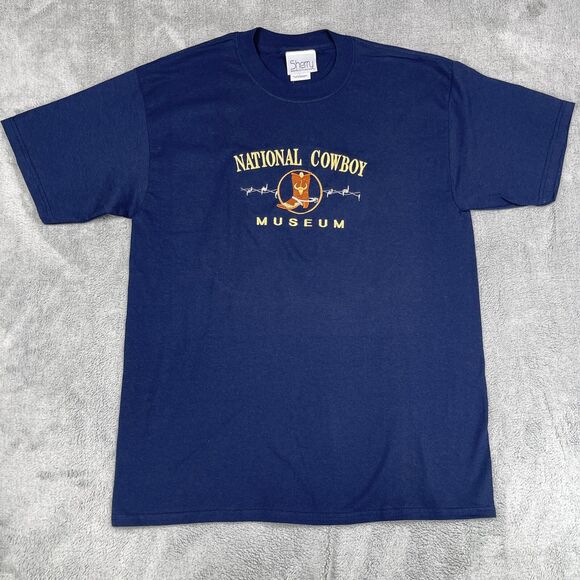 National Cowboy Museum T Shirt Mens Large Navy Embroidered Boot - Picture 1 of 8